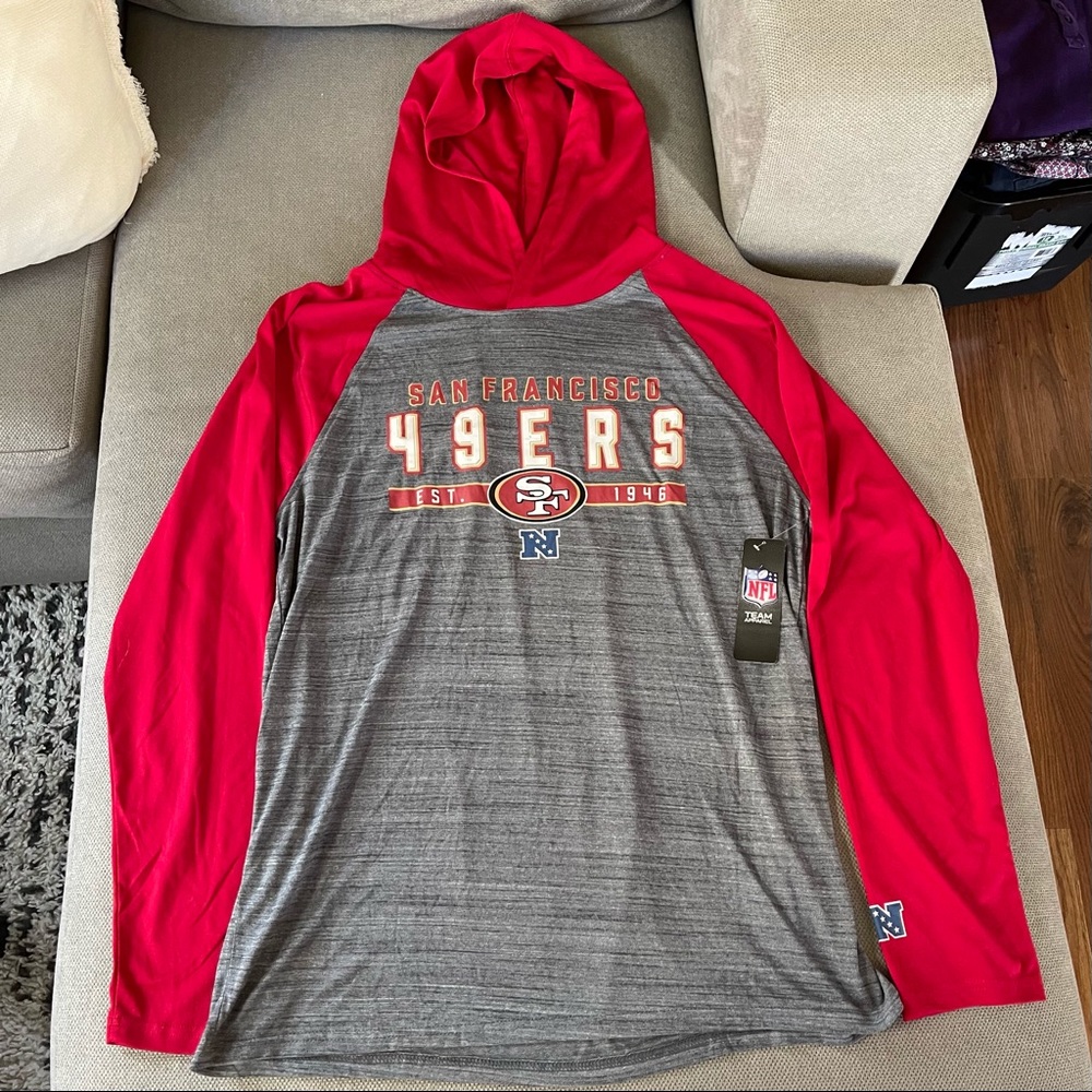 Official NFL 49ers Long Sleeved Shirt with Hood - New With Tags
